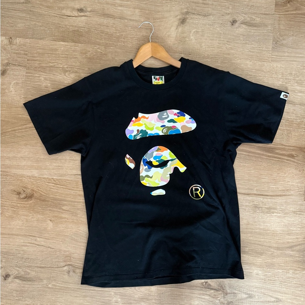 Bape Multi colored camo ape head T shirt